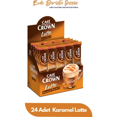 Cafe Crown Karamel Aromalı Latte 24 Adet Yerli Üretim Kafeinli Lezzetli
