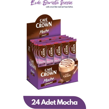 Cafe Crown Çikolatalı Mocha 17 gr x 24 Adet Yoğun Çikolata Aroması ile Kahve