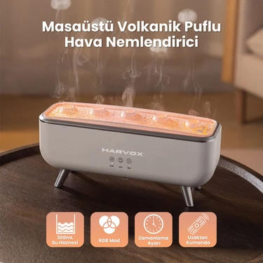 Harvox Masaüstü Ayaklı Volkanik Puflu Hava Nemlendirici Aroma Difüzörü Aromaterapi Rgb Ledli Buhar