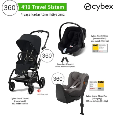 4 Lü Travel Sistem Eezy S 360 Twist+2 + Aton B2 Isize + Sirona Zi 360 Isize + Eezy