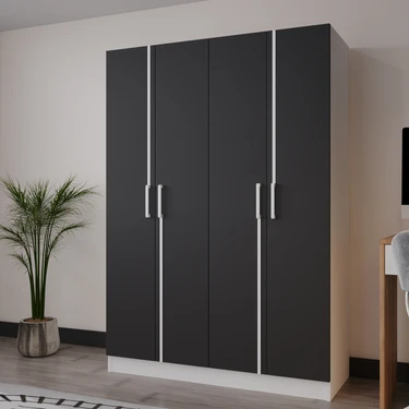 Azzuri Furniture Piyano 4 Kapaklı Dolap Genç Odası-Çocuk Odası Gardırop
