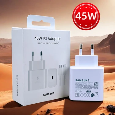 Samsung Galaxy S25 Ultra Uyumlu EP-TA845XWEGWW 45W Type-C Çıkış Hızlı Şarj Cihazı Beyaz