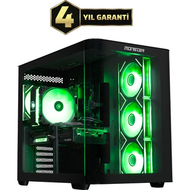 Monster Tulpar Td3 V1.1.4 Amd Ryzen 7 9700X B850 Anakart 16GB 1tb RX9060 Xt Freedos Masaüstü Oyun