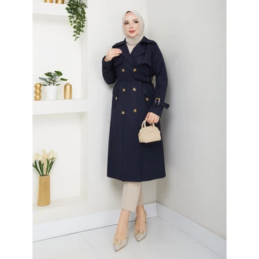 Zenya Moda Kadın Lacivert Arkası Düğmeli