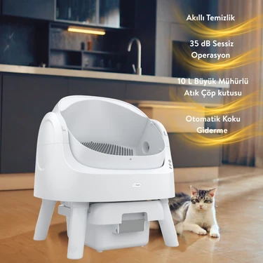 Petpivot Autoscooper 11 Açık Üst Akıllı Otomatik Kedi Tuvaleti | Büyük Irklar İçin Uygun, Akıllı
