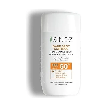 SanalAMCA Store Sinoz SPF50+ Koyu Cilt Lekelerine Etkili Sıvı Yüz Güneş Kremi-Yeni Nesil