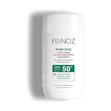 SanalAMCA Store Sinoz Pure Cica Tiger Grass Anında Ton Eşitleyici Onarıcı Nemlendirici SPF50 Sıvı