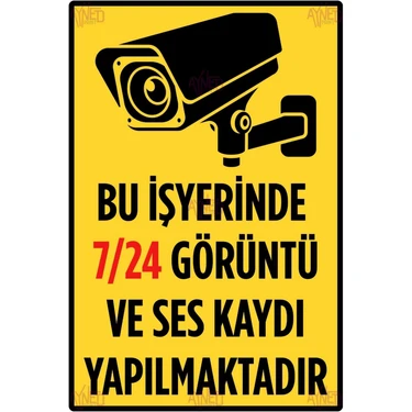 Hayg Equipment Işyeri Güvenlik Kamerası Tabelası – Zorunlu 7/24 Ses ve Görüntü Kaydı Uyarı