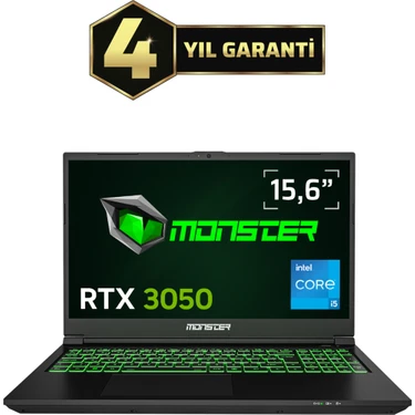 Monster Abra A5 V21.5.4 Intel Core i5 12450H 16 GB RAM 1 TB SSD 4 GB RTX 3050 FreeDOS 15,6" 144 Hz