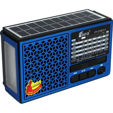 Apera Tepe FP-276BT-S Mini Solar Güneş Enerjili Cep Radyosu Bluetooth Hoparlör Fm Radyo LED Işıklı