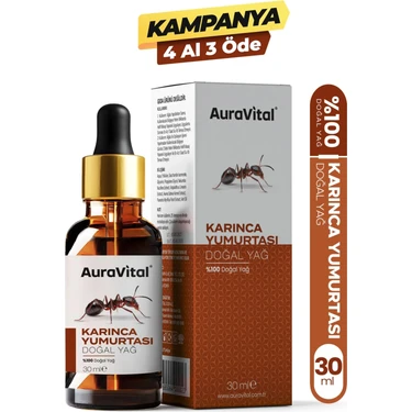 AuraVital %100 Doğal Karınca Yumurtası Yağı 30 ml Tüy Azaltıcı ve Epilasyon Sonrası Cilt Bakım