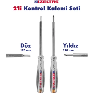 İzeltaş Izeltaş 2 li Kontrol Kalem Seti Düz ve Yıldız Uç 190