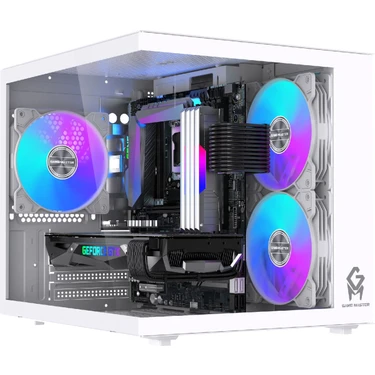 GM Game Master Gm-X1 Tuştan Değişmeli 3x Rgb Fanlı Gaming Mini Akvaryum M-Atx Beyaz