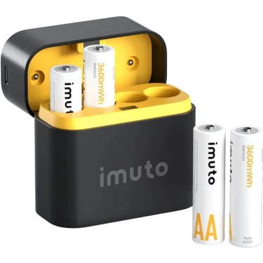 Imuto 3600MWH Aa Şarj Edilebilir Lityum Pil Seti (4’lü) Hızlı Şarj