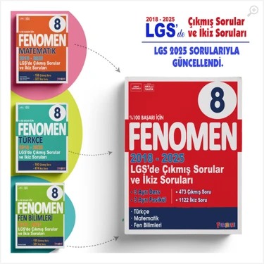 Fenomen 8 Lgs (Matematık-Fen-Türkçe) Çıkmıs Sorular ve Ikız Soruları Setı