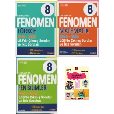 Fenomen Yayıncılık Fenomen Yayınları 8. Sınıf Lgs Türkçe + Matematik + Fen Bilimleri Çıkmış Sorular