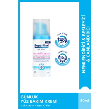 Bepanthol Derma Yüz Bakım Kremi 50 ml Hyalüronik Asitli Tüm Cilt Tiplerine Uygun Günlük