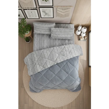 Formeya Veluna Battal Boy Lüx Wellsoft Yorgan Çift Taraflı - 2 Adet Yastık Kılıflı Yorgan Seti