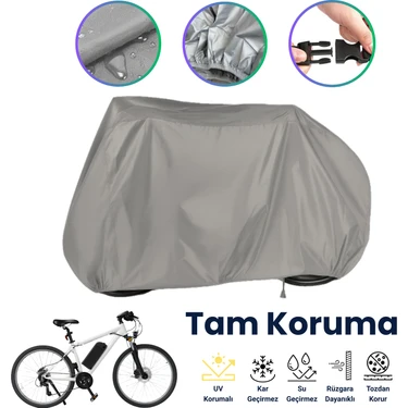 Dokaca Gri Bisiklet Brandası, Bisiklet Koruma Örtüsü, Su Geçirmez, Toz