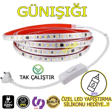 Elektroled Market 220V Şerit LED Tak Çalıştır Anahtarlı Günışığı Renk 1 METRE (Yüksek
