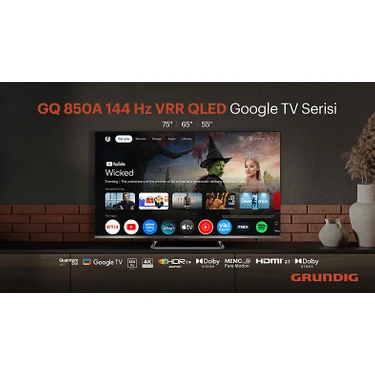 Grundig 75 GQ 850A 75'' 189 Ekran Uydu Alıcılı 4K Ultra HD Google Smart QLED