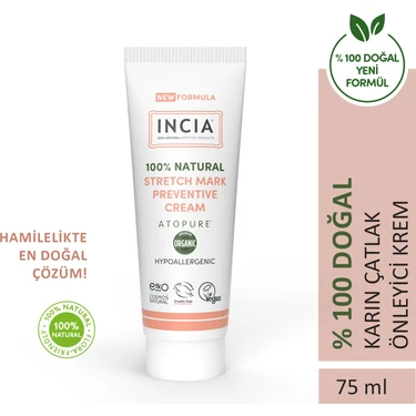INCIA ATOPURE ® %100 Doğal Karın Çatlak Kremi 75 ml Organik Avokado Yağı ile Çatlak Önleyici