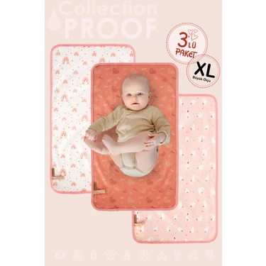 Hamur Baby Proof 3'lü Alt Açma Değiştirme Örtüsü Sıvı Geçirmez Koruyucu Alez Yıkanabilir Bebek