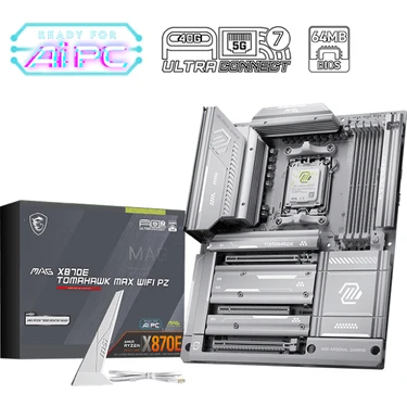 MSI Msı Mag X870E Tomahawk Max Wıfı Pz Am5 Ddr5 8400MHZ(OC) Usb4 4x M.2 Hdmı  2x Dp 40 Gbps 5g Lan