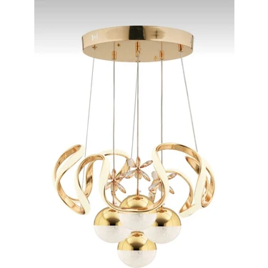 Akgül Kumandalı 3 Renk Işık Özellikli 4 Toplu Modern Gold Kaplama Sarkıt LED Avize Salon