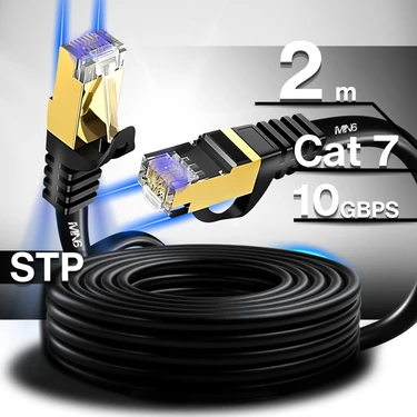 MN6 MN6 M109F Cat7 Ethernet Kablosu 2 Metre 5G Modem Uyumlu Bakır İletken STP 10 Gbps Altın Kaplama