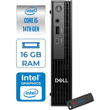 Dell Pc Pro Mıcro QCM1250 Intel® Core™ I5 14500T 16GB Ddr5 512GB SSD Intel® UHD Graphics 770 