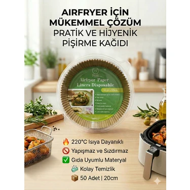PS Peak Store Airfryer Pişirme Kağıdı 20 cm XXL (50 Adet) - Özel Saklama Kutulu - Büyük Boy (5L+)
