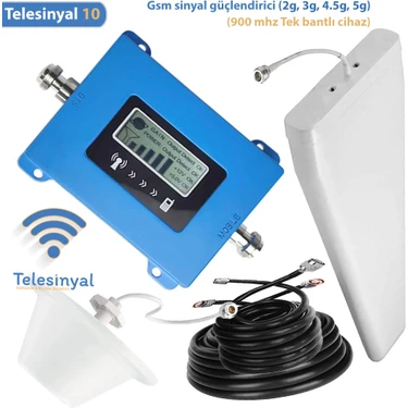 Telesinyal 10 Gsm Telefon Sinyal Güçlendirici, Yükseltici ve Arttırıcı (tekbantlı) 2g 3g 4.5g lte