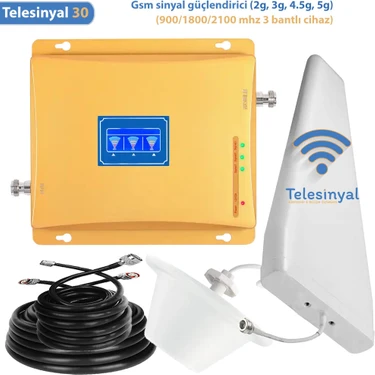 Telesinyal 30 Gsm Telefon Sinyal Güçlendirici, Yükseltici ve Arttırıcı (üç bantlı) 2g 3g 4.5g lte