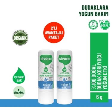 Siveno %100 Doğal Dudak Koruyucu Yoğun Etki Bitkisel Lip Balm Dudak Kremi Nemlendirici Parlatıcı