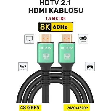 Hi-Link Ultra Hdtv 8k Yüksek Hızlı 2.1V Premıum HDMI Kablosu 1,5