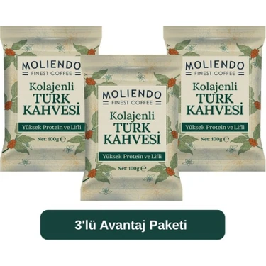 Moliendo Finest Coffee Moliendo Kolajenli Türk Kahvesi 100 g 3'lü Avantaj
