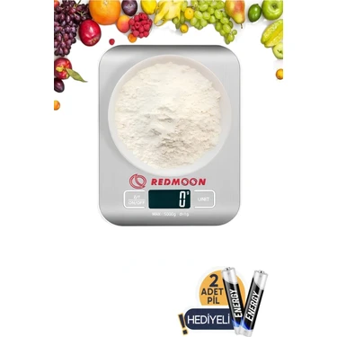 Redmoon Lüx 5 kg Paslanmaz Çelik Dijital Mutfak Terazisi  1 gr Hassas