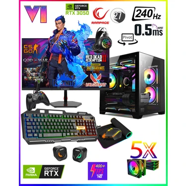 Zeiron Damage X20 Ryzen 7 5700X 32GB RAM 1TB M.2 NVMe SSD RTX3050 27" 240Hz Oyuncu Masaüstü