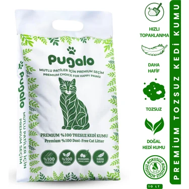 Pugalo Tozsuz Naturel Kedi Kumu Premium Koku Hapseden Topaklanan Çok Katmanlı Kedi Kumu