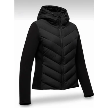 Kadın Softshell Kollu Kapüşonlu Çift Cepli Termal Şişme Mont