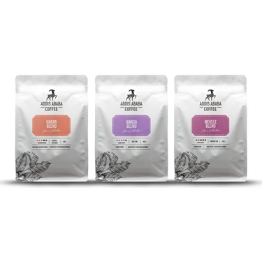 Addis Ababa Coffee Etiyopya Aromalı 3 Lü Deneme Seti Çekirdek Kahve (3 Ad. X 250 Gr. ) 750