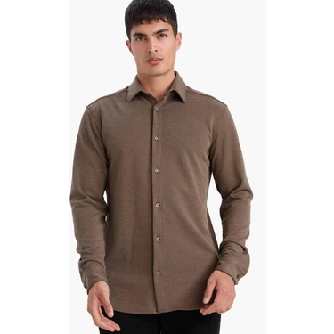 DeFacto Modern Fit Polo Yaka Pike Uzun Kollu Gömlek