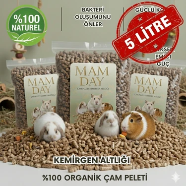 Mam Day Ekopaket Doğal Organik Kemirgen Altlığı Çam Peleti 5 Lt ( Tavşan , Chinchilla, Ginepig ve