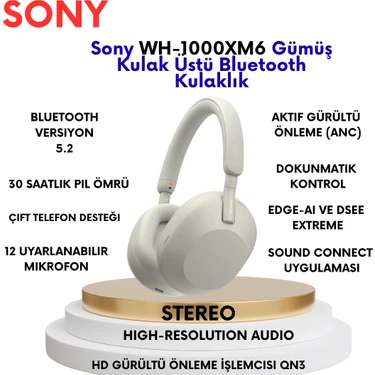 Sony WH-1000XM6 Kulak Üstü Bluetooth Kulaklık