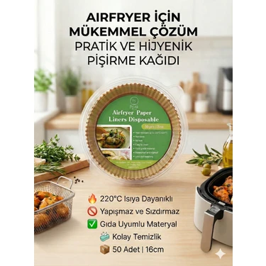 Ps-Peakstore Airfryer Pişirme Kağıdı  16 cm ( 50 Adet ) Philips Xiaomi Tefal ve Tüm Modeller ile
