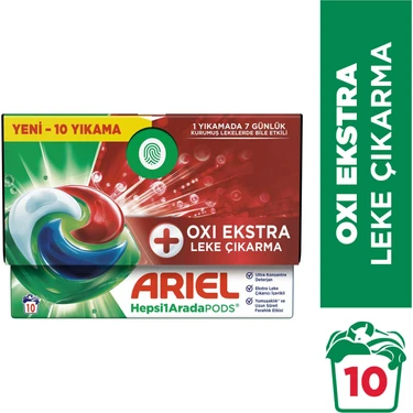 Ariel Hepsi1Arada PODS® Oxi Extra Leke Çıkarma Kapsül Çamaşır Deterjanı Beyazlar ve Renkliler 10