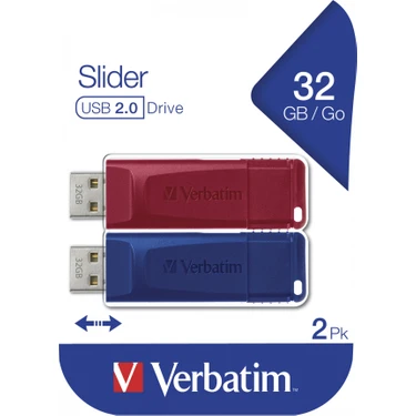 Verbatim Slider 2 li USB Paketi (32GBX2) Flash Bellek -
