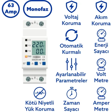 Tomzn Hiking Voltaj ve Akım Koruma Rölesi Yüksek Alçak Gerilim  ve Akım Koruyucu Röle