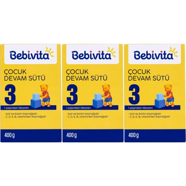 Bebivita Bebek Sütü 400GR No:3 (1 Yaşından Itibaren) (3 Lü